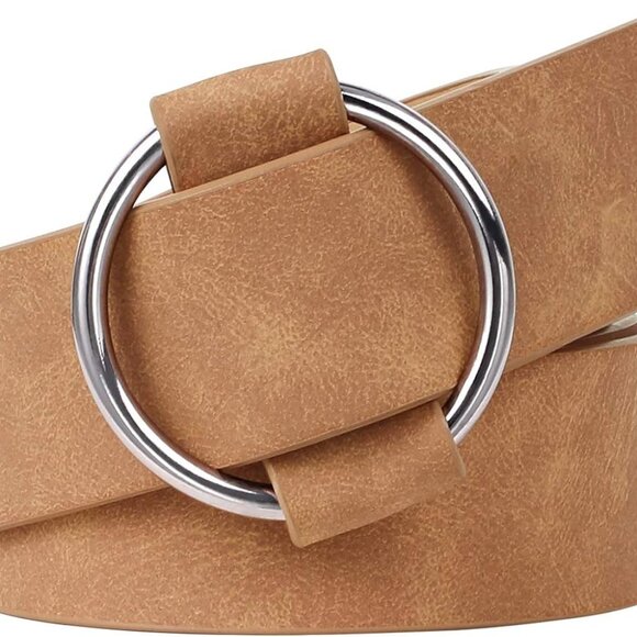 NWOT - XZQTIVE Women Suede Leather Belt (No Pin Circle Buckle) size M - Picture 1 of 5